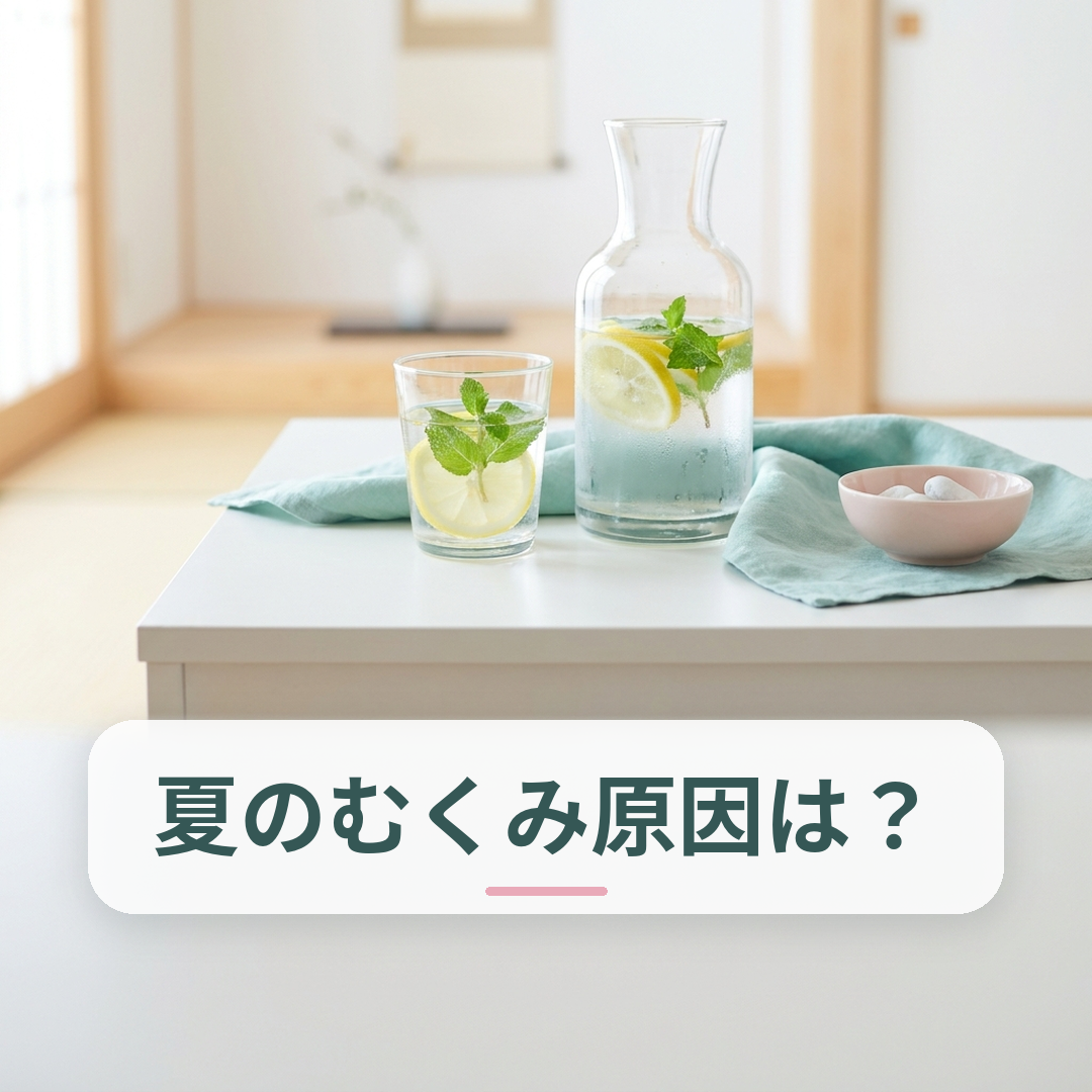 グラスに注がれた水と夏野菜
