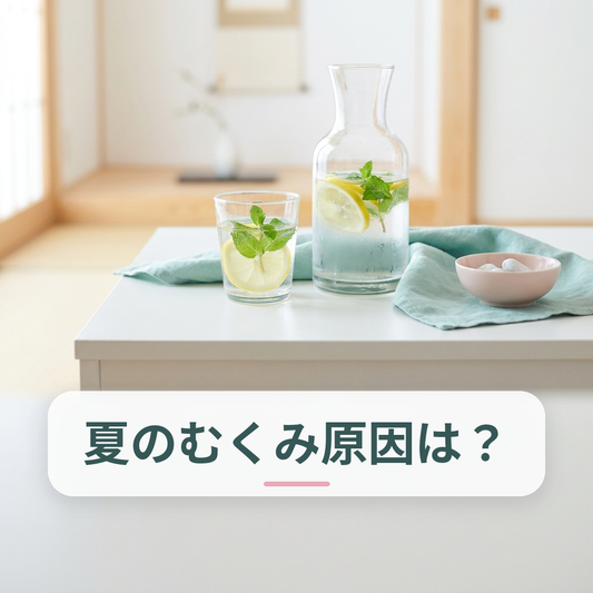 グラスに注がれた水と夏野菜
