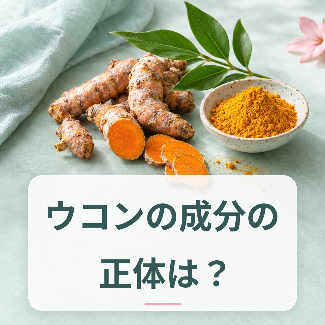 ウコン（ターメリック）の根茎と黄色いスパイス粉末