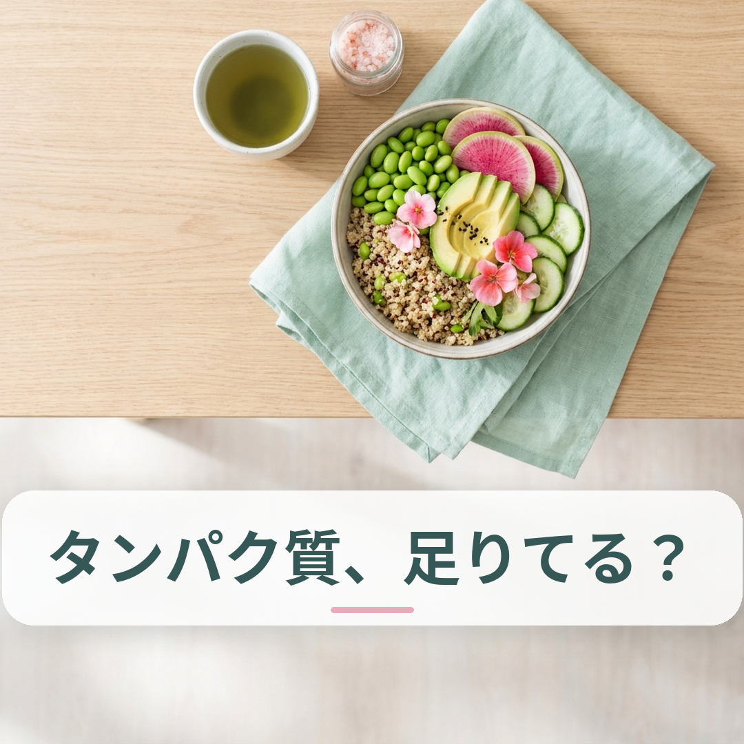 タンパク質を含む食品が並んだバランスのよい食事